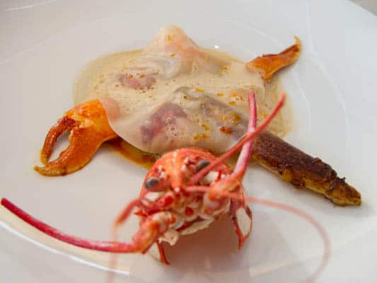 Lobster and white asparagus at Hotel de la Plage