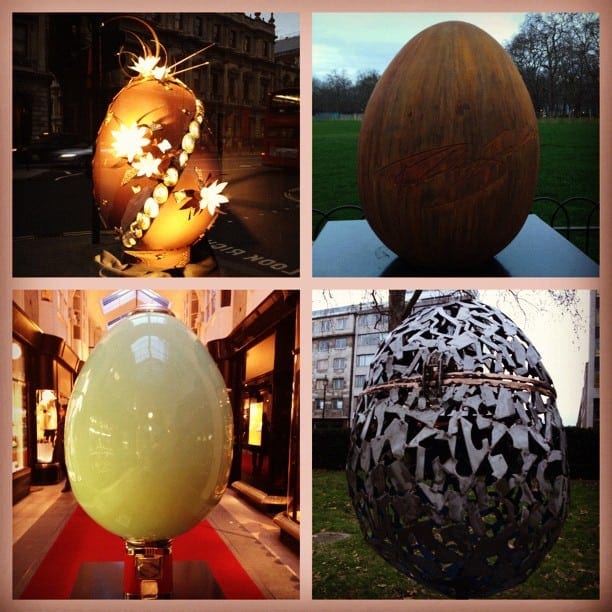 Four of the London Easter Eggs Four of the London Easter Eggs