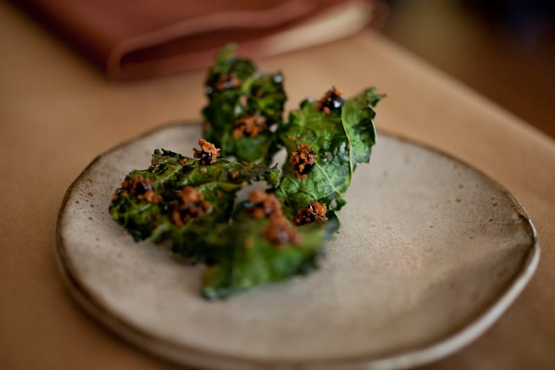 Kale toast with black truffle and rye Kale toast with black truffle and rye