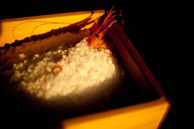 Salt baked spot prawn Salt baked spot prawn