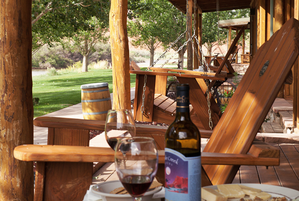 Afternoon apéro on our porch at Sorrel River Ranch Afternoon apéro on our porch at Sorrel River Ranch