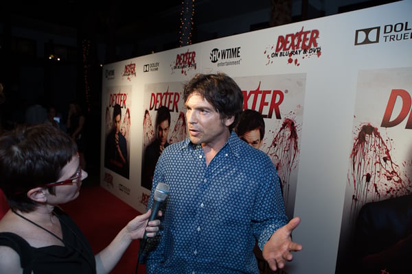 Andi Fisher interviewing Jason Gedrick at the Dexter release party Andi Fisher interviewing Jason Gedrick at the Dexter release party