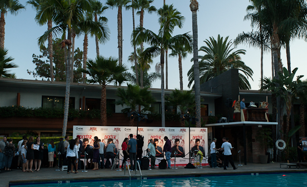 Invited media setting up on the Dexter red carpet Invited media setting up on the Dexter red carpet